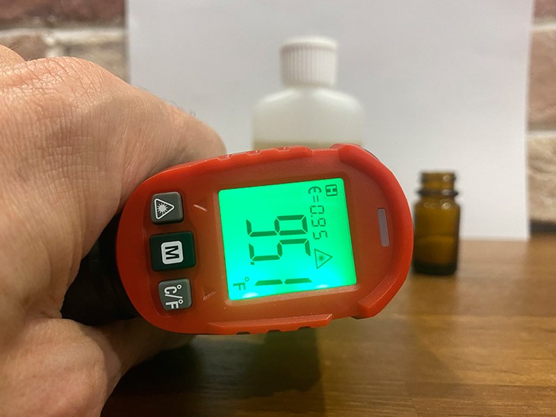 sub solution temperature strip test with infrared thermometer