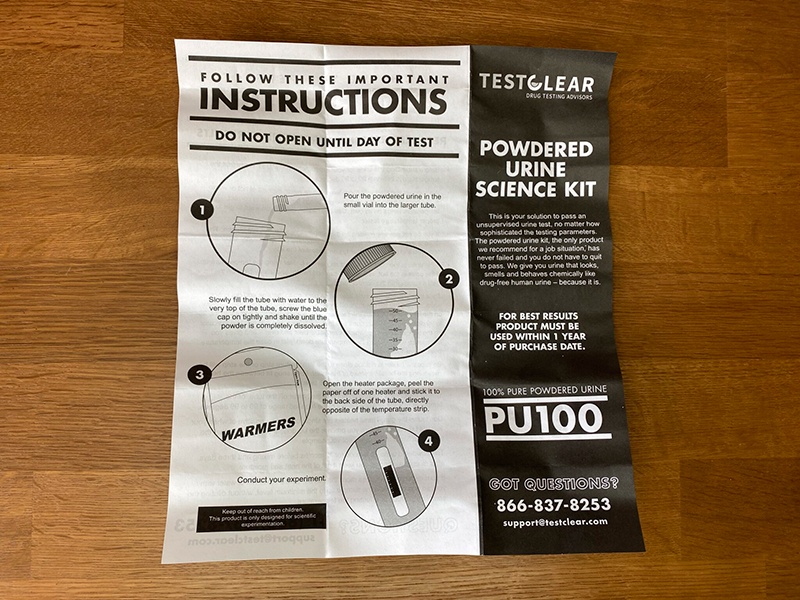 testclear urine instructions