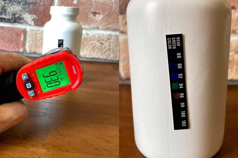 testclear urine temperature check