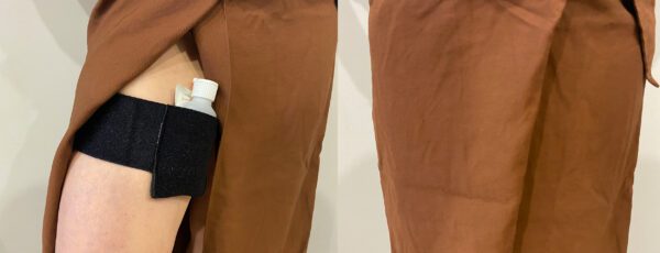 stash leg belt on a thigh with sub solution urine