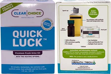 quick luck synthetic urine kit front and back